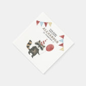 赤ちゃんアライグマ 1歳の誕生日 スタンダードカクテルナプキン (角)