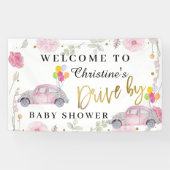赤ちゃんエレガントのシャワーでピンクのフローラドライブへようこそ 横断幕 (横)