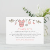 赤ちゃんエレガントのシ感謝していャワーを着るピンクの少女 サンキューカード (スタンド正面)