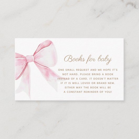 赤ちゃんエレガントガールのためのシックなピンクのコケット弓の本 エンクロージャーカード (正面)