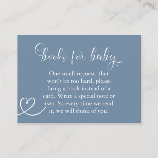赤ちゃんエレガントシャワーモダン用ブルーボーホーブック エンクロージャーカード (正面)