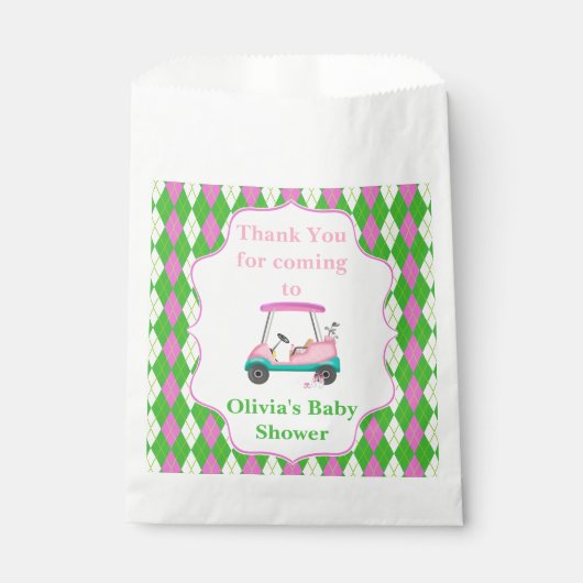 赤ちゃんエレガントシャワー準備ゴルフカートありがとう フェイバーバッグ (正面)