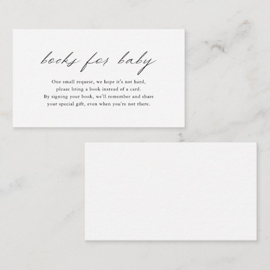 赤ちゃんエレガントシャワー用ミニマルシンプルリストのブック エンクロージャーカード (正面/裏面)