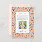 赤ちゃんオレンジ甘い小さな1つのキャンディありがとうカード サンキューカード (正面/裏面)