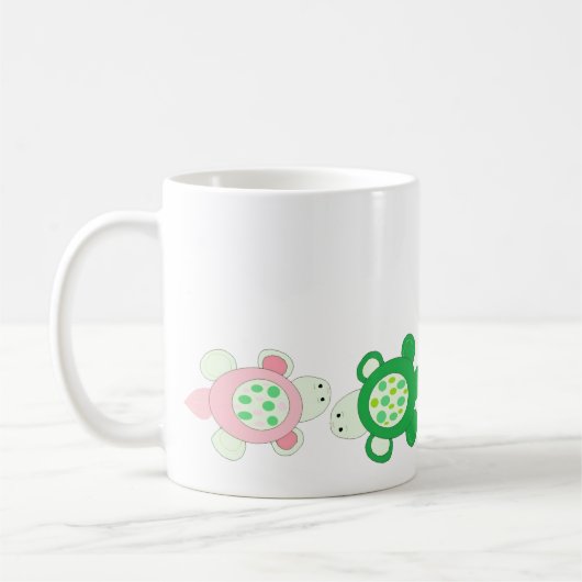 赤ちゃんカメの水中遊泳 コーヒーマグカップ (左)