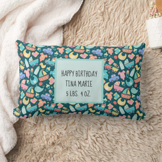 赤ちゃんカラフルのシャワーパーソナライズされた ランバークッション (ブランケット)