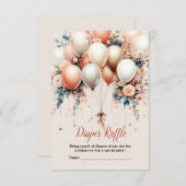 赤ちゃんカラフルシャワーピーチ白フローラバルーン エンクロージャーカード (正面/裏面)