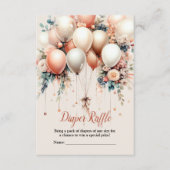 赤ちゃんカラフルシャワーピーチ白フローラバルーン エンクロージャーカード (正面)