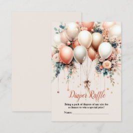 赤ちゃんカラフルシャワーピーチ白フローラバルーン エンクロージャーカード
