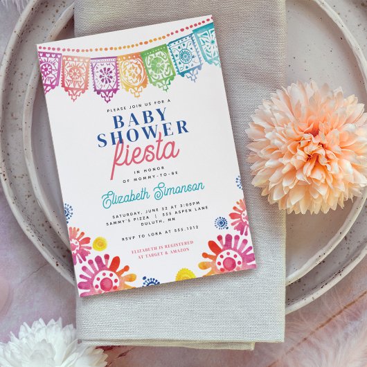 赤ちゃんカラフルシャワーメキシコフェスタ赤ちゃんシャワー 招待状