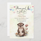 赤ちゃんカワウソのシャワー招待状 招待状 (正面/裏面)