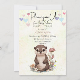 赤ちゃんカワウソのシャワー招待状 招待状