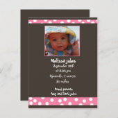 赤ちゃんガールアナウンスメントフォトカード 案内ポストカード (正面/裏面)