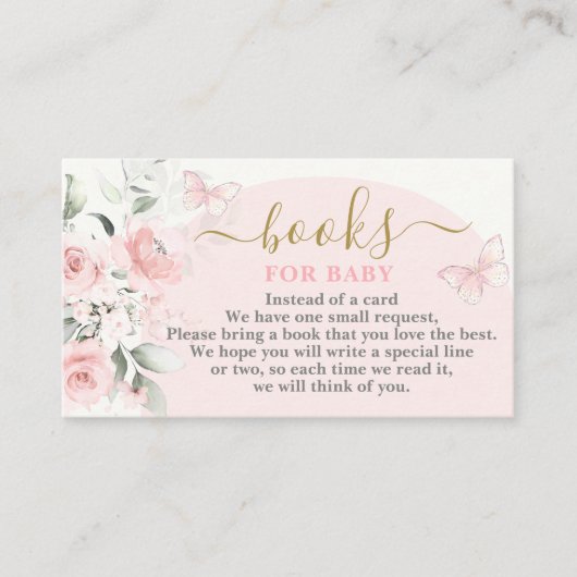 赤ちゃんガールカード用ピンクバタフライブック エンクロージャーカード (正面)