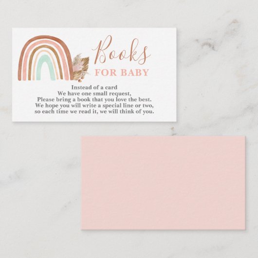 赤ちゃんガールカード用ピンク色のレインボーブック エンクロージャーカード (正面/裏面)