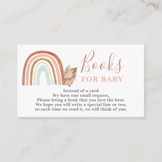 赤ちゃんガールカード用ピンク色のレインボーブック エンクロージャーカード (正面)