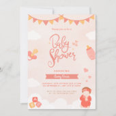 赤ちゃんガールシャワーかわいい 招待状 (正面)