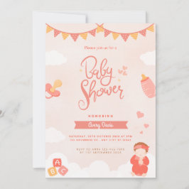 赤ちゃんガールシャワーかわいい 招待状