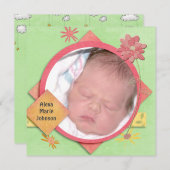 赤ちゃんガールシャワーとカスタム写真 招待状 (正面/裏面)