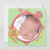 赤ちゃんガールシャワーとカスタム写真 招待状 (正面)