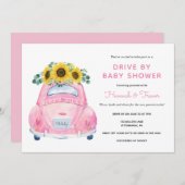 赤ちゃんガールシャワーによるひまわりドライブ 招待状 (正面/裏面)