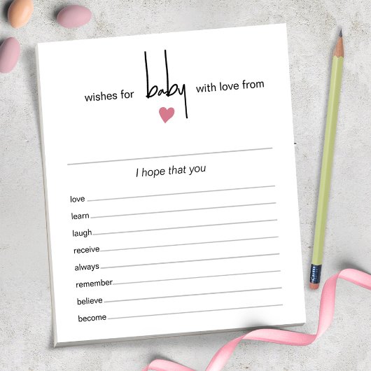 赤ちゃんガールシャワーゲームに40ページの涙の願い ノートパッド