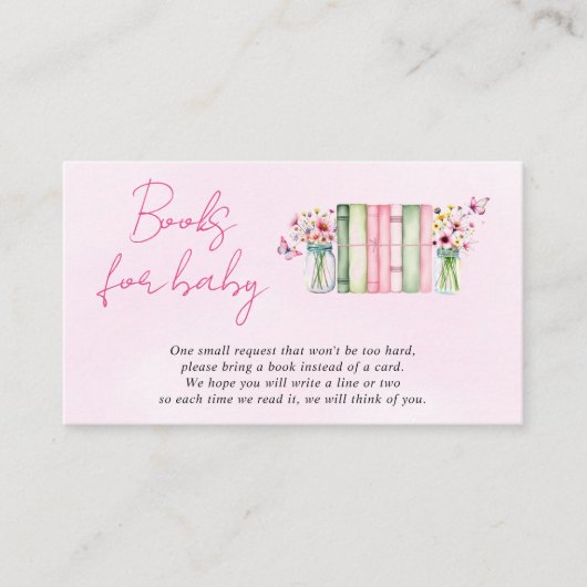 赤ちゃんガールシャワーピンクのチャプターブック エンクロージャーカード (正面)
