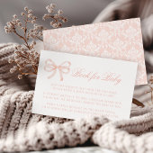 赤ちゃんガールシャワー用かわいいパステルピンクのボウブック エンクロージャーカード