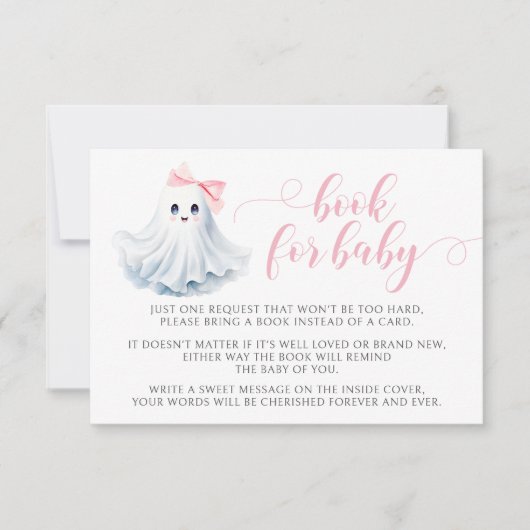 赤ちゃんガールシャワー用かわいいピンクの小さなブーブック 出欠カード (正面)