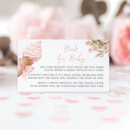 赤ちゃんガールシャワー用ピンクの夏アイスクリームブック エンクロージャーカード