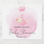 赤ちゃんガールシャワー用ピンクの水彩子猫 ビールラベル (シングルラベル)