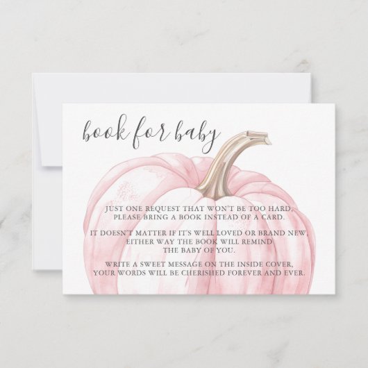 赤ちゃんガールシャワー用ピンクカボチャ本 出欠カード (正面)