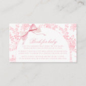 赤ちゃんガールシャワー用ピンクトイレフローラボウブック エンクロージャーカード (正面)