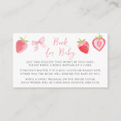 赤ちゃんガールシャワー用ピンクボウストロベリーブック エンクロージャーカード (正面)