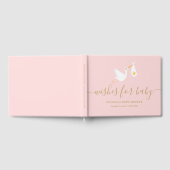 赤ちゃんガールピンクのコウノトリ星の赤ちゃんシャワーのご希望 ゲストブック (全面)