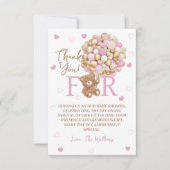 赤ちゃんガールピンク色のバルーン赤ちゃんシャワーを心待ち サンキューカード (正面)