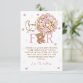 赤ちゃんガールピンク色のバルーン赤ちゃんシャワーを心待ち サンキューカード (スタンド正面)