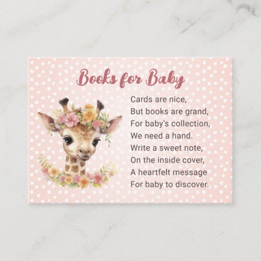 赤ちゃんガールワイルドアニマルサファリのためのキリンの本 エンクロージャーカード (正面)