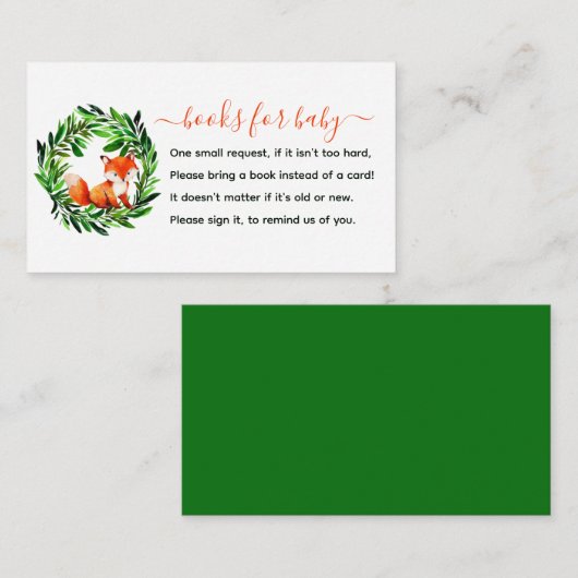 赤ちゃんキツネエンクロージャカード用かわいいシャワーブック エンクロージャーカード (正面/裏面)