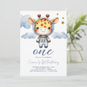 赤ちゃんキリン宇宙飛行士 1歳の誕生日 招待状 (スタンド正面)
