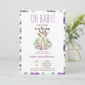 赤ちゃんキリン　ワイルドワン　サファリ動物　フラワー 招待状 (スタンド正面)