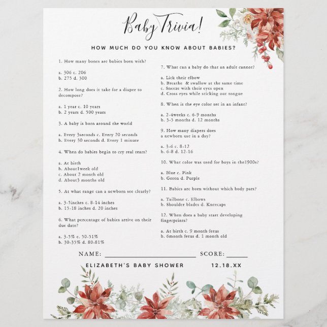 赤ちゃんクイズ | ベイビーシャワーゲーム (正面)
