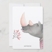 赤ちゃんサイと鳥のペイントガール ベビーシャワー 招待状 (裏面)