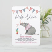 赤ちゃんサイと鳥のペイントガール ベビーシャワー 招待状 (スタンド正面)