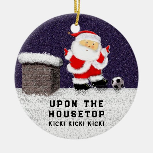 赤ちゃんサッカークリスマス セラミックオーナメント (正面)