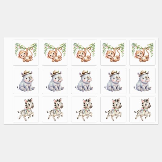 赤ちゃんサファリ動物 ラベル (シート)