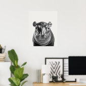 赤ちゃんサファリ アフリカのジャングル動物 ヒポポタマス ポスター (ホームオフィス)