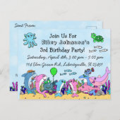 赤ちゃんサメファミリーカスタム誕生日招待状 ポストカード (正面/裏面)