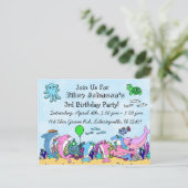 赤ちゃんサメファミリーカスタム誕生日招待状 ポストカード (スタンド正面)