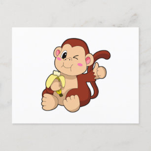 赤ちゃんサルとバナナ ポストカード